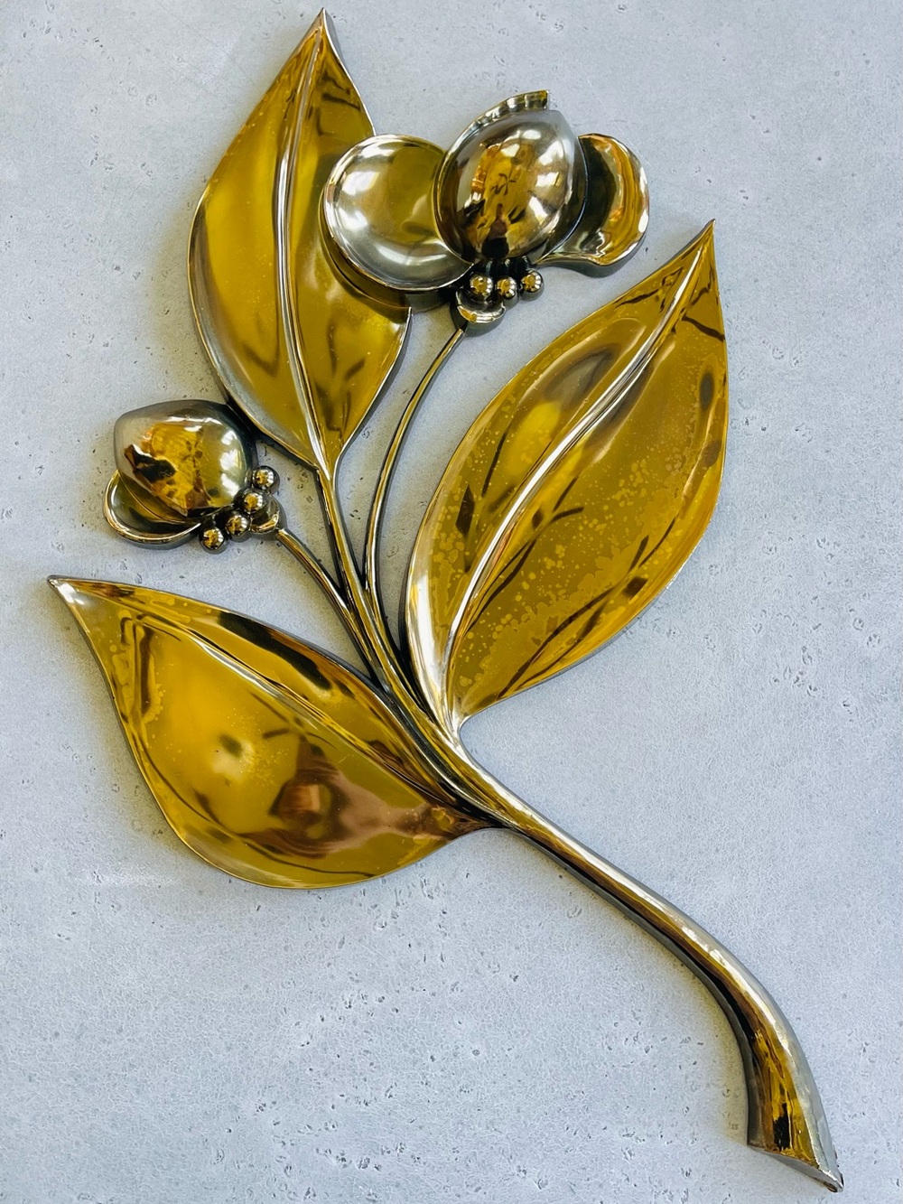 Vintage Syroco 60s Gold Tone Poppy Flower Wall Hanging 1964 MCM Retro